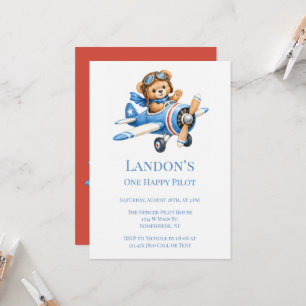 Invitación Un Piloto Feliz Cumpleaños del 1er. Niño Fiesta de