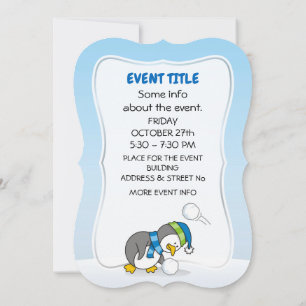 Invitación Un pingüino con una bola de nieve