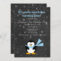 Un Pingüino Cuto Nieve Muy Divertido Un Cumpleaños
