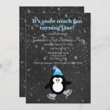 Un Pingüino Cuto Nieve Muy Divertido Un Cumpleaños