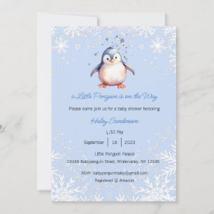 Invitación Un pingüino está en camino a la invitación, bebé