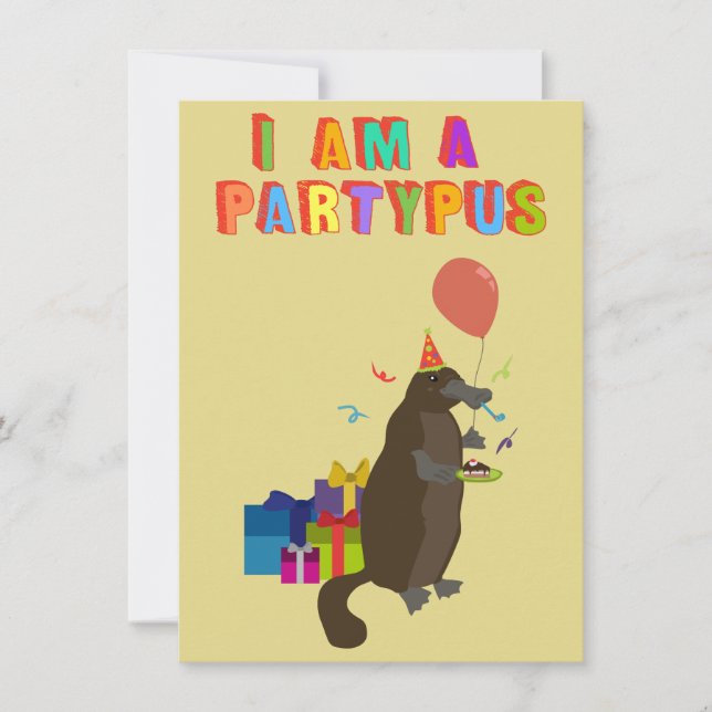 Invitación Un platypus que ama ir de fiesta (Anverso)
