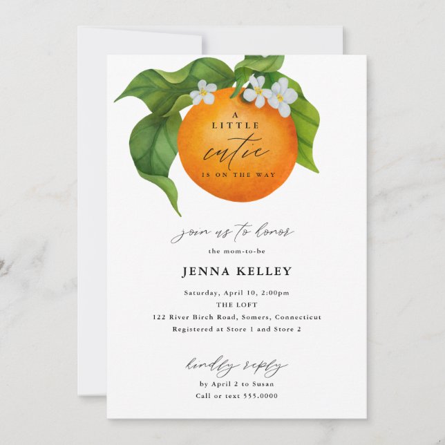 Invitación Un poco cursi Baby Shower Naranja (Anverso)