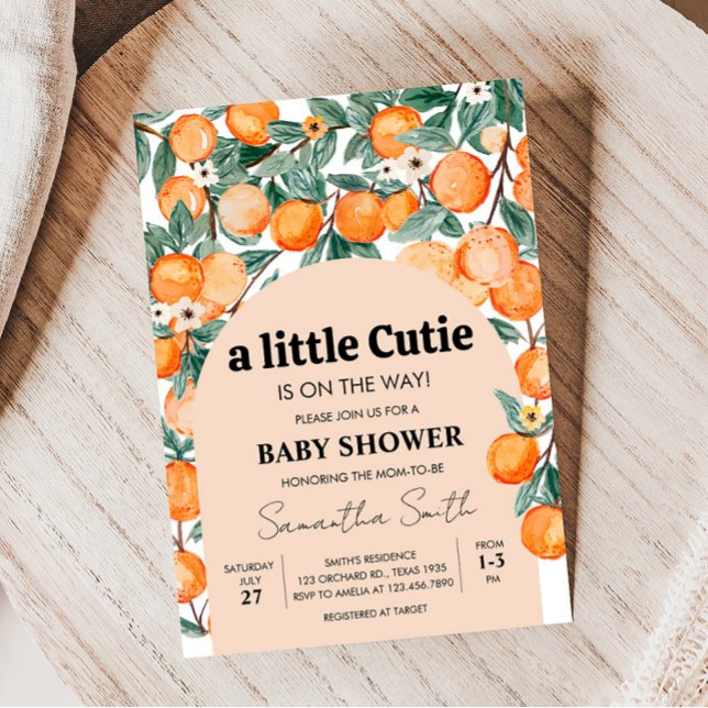 Invitación Un poco cursi Baby Shower Naranja (Gender Neutral Citrus Baby Shower Invitation)