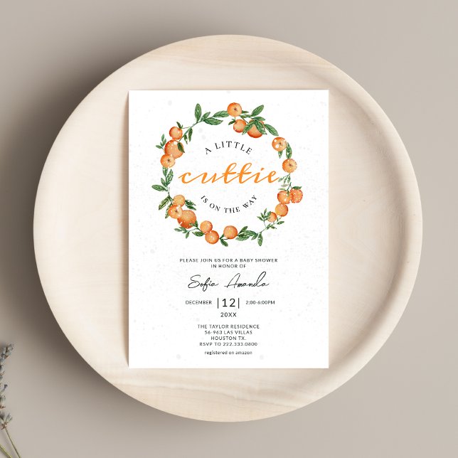 Invitación Un poco cursi Naranja Círculo Marco Baby Shower (Subido por el creador)
