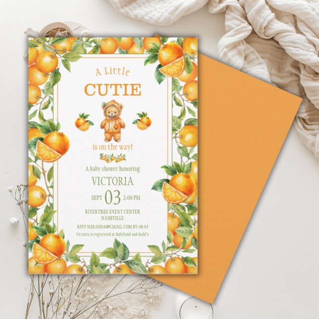 Invitación Un poco cursi Naranja lleva Baby Shower (Subido por el creador)