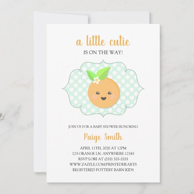 Invitación Un poco cutie Clementine Baby Shower - Naranja (Anverso)