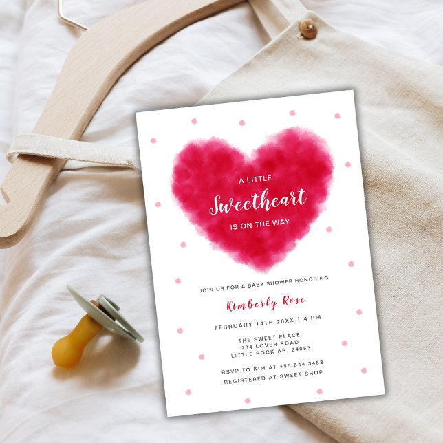 Invitación Un poco de amor San Valentín Baby Shower (A Little Sweetheart Valentines Baby Shower Invitation)