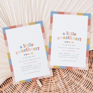 Invitación Un poco de amor San Valentín retro Baby Shower