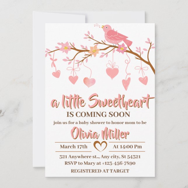 Invitación Un poco de amor Valentine Baby Shower (Anverso)