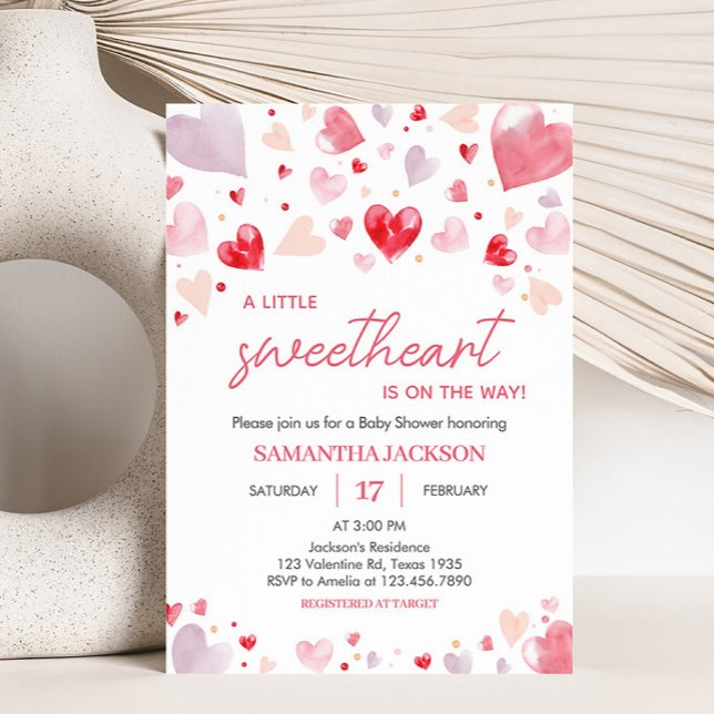 Invitación Un poco de amor Valentine Baby Shower (Sweetheart Baby Shower Invitation)