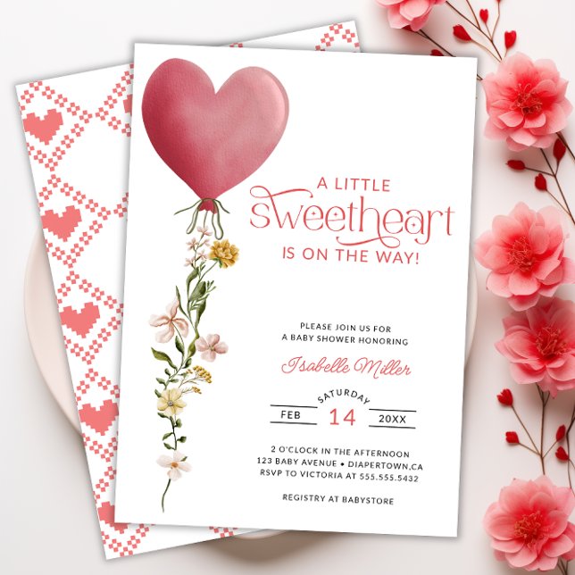 Invitación Un poco de amor Valentine Baby Shower (A Little Sweetheart Valentine Baby Shower Invitation)