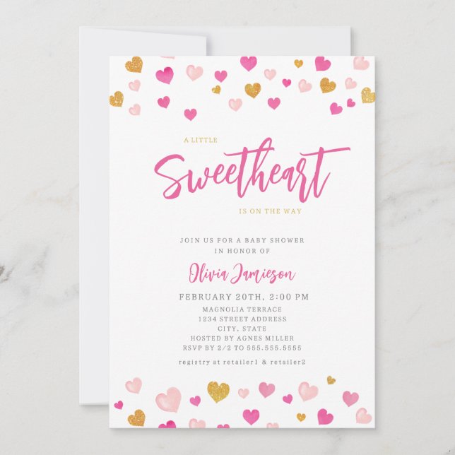 Invitación Un poco de amor Valentine Baby Shower (Anverso)