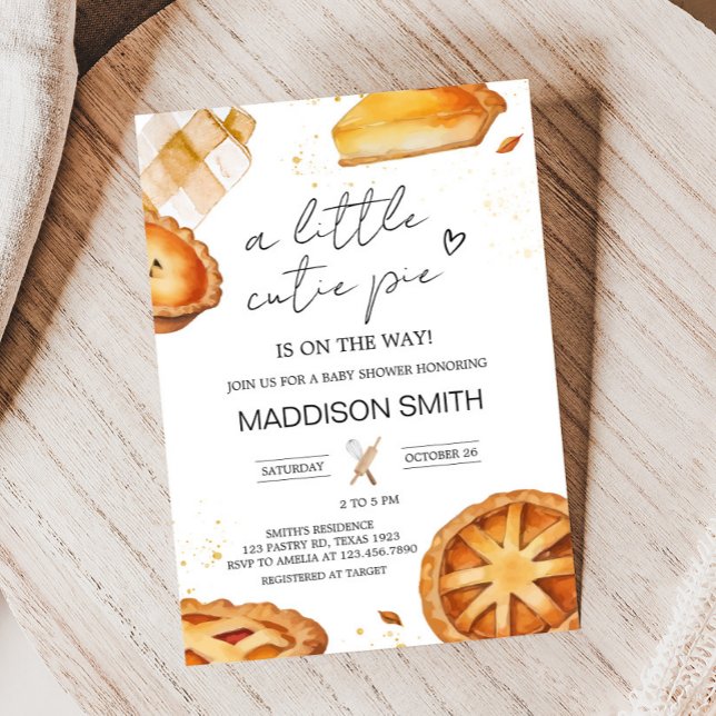 Invitación Un poco de Baby Shower (Minimalist Little Cutie Pie Baby Shower Invitation)