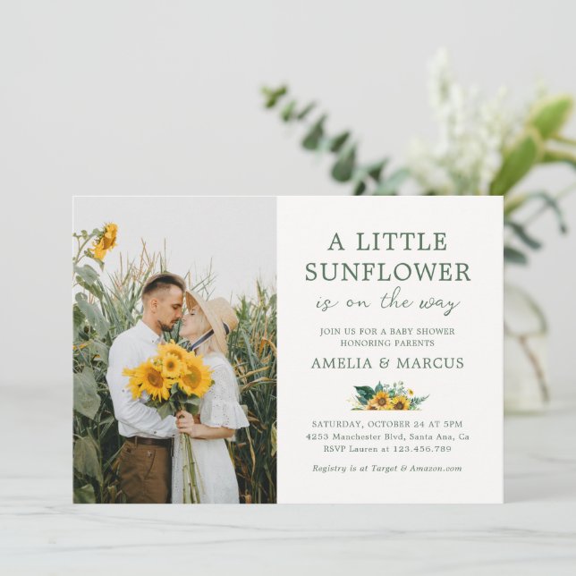 Invitación Un poco de Baby Shower Boho Bouquet (Anverso de pie)