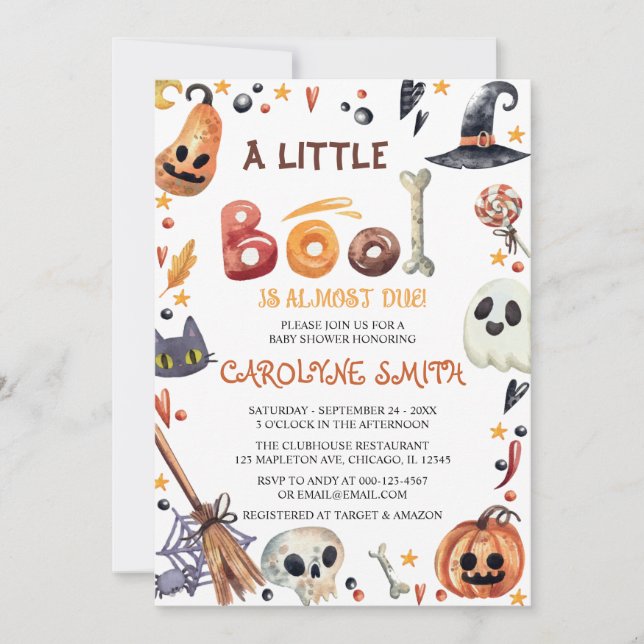 Invitación Un poco de Baby Shower de calabaza para Halloween (Anverso)