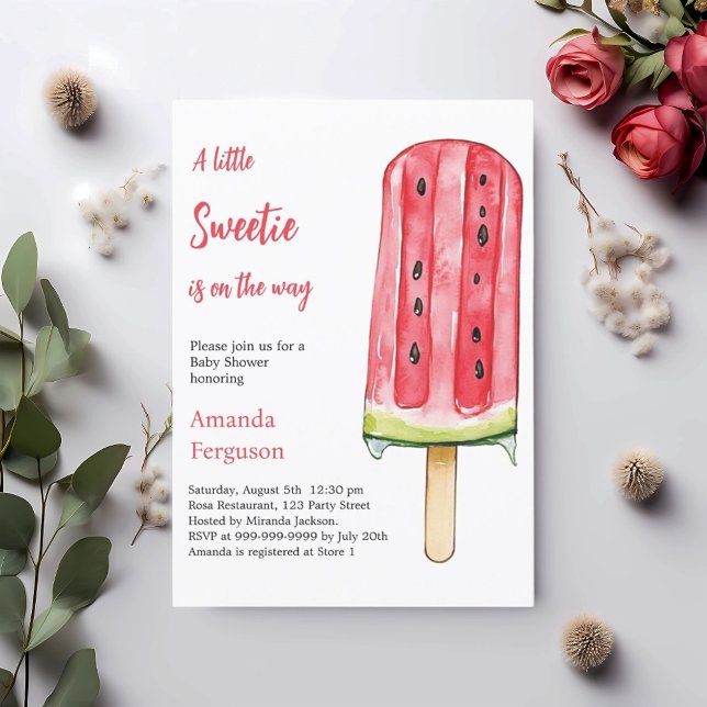 Invitación Un poco de Baby Shower de garrote de sandía dulce (Subido por el creador)
