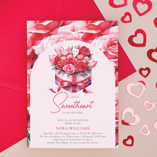 Invitación Un poco de Baby Shower del Arco Floral Rojo (Subido por el creador)