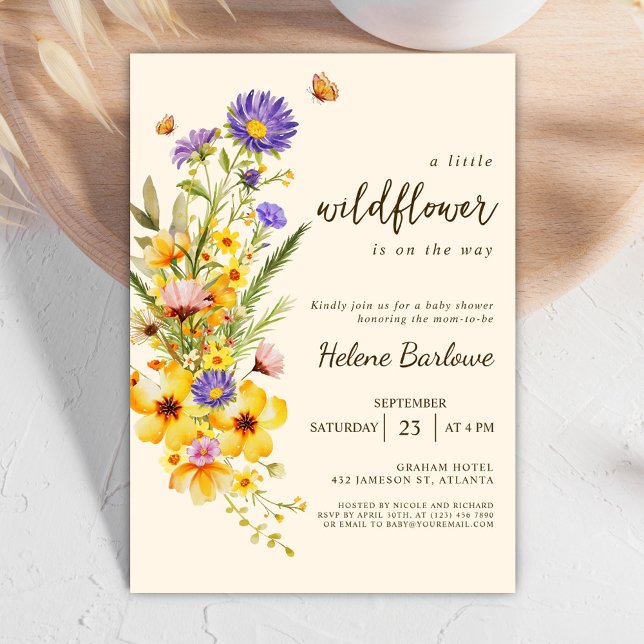 Invitación Un poco de Baby Shower del Boho de Flores Silvestr (A Little Wildflower Boho Baby Shower Invitation)