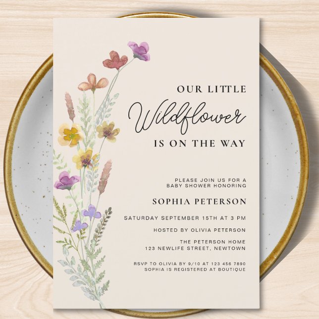 Invitación Un poco de Baby Shower del Boho de Flores Silvestr (Subido por el creador)