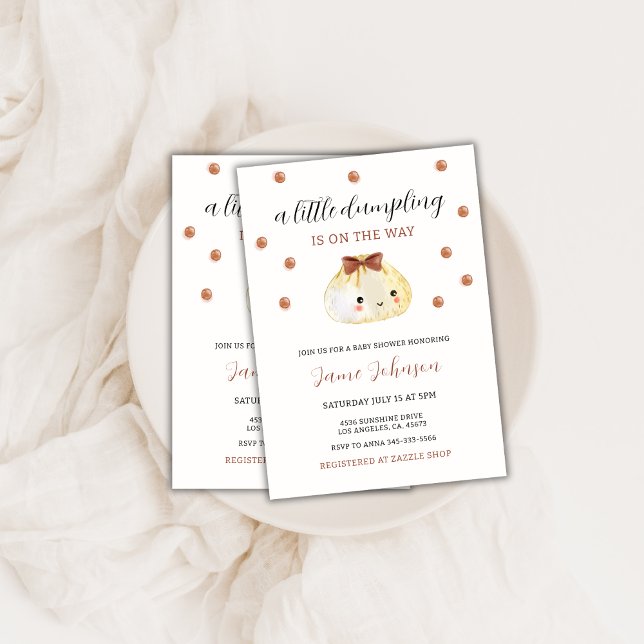 Invitación Un poco de Baby Shower inmutable y neutral de géne (Gender Neutral Cute Little Dumpling Baby Shower Invitation)