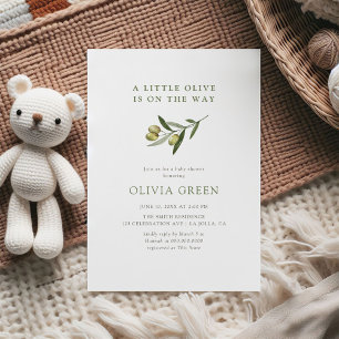 Invitación Un poco de Baby Shower Minimalista de oliva