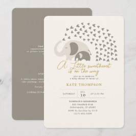 Invitación Un poco de Baby Shower neutral para un elefante qu