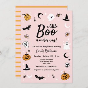 Invitación Un poco de Baby Shower rosado de Halloween