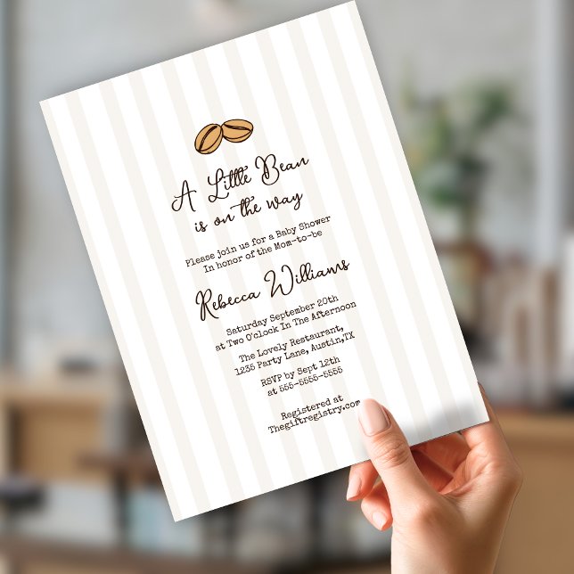 Invitación Un poco de Bean está en el camino del café Baby Sh (Subido por el creador)