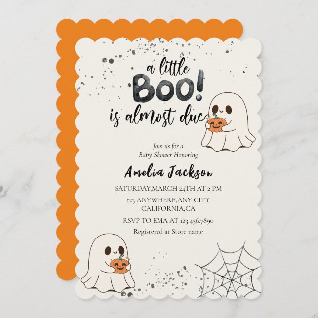 Invitación Un poco de boom casi se debe a Halloween Bebé duch (Anverso / Reverso)
