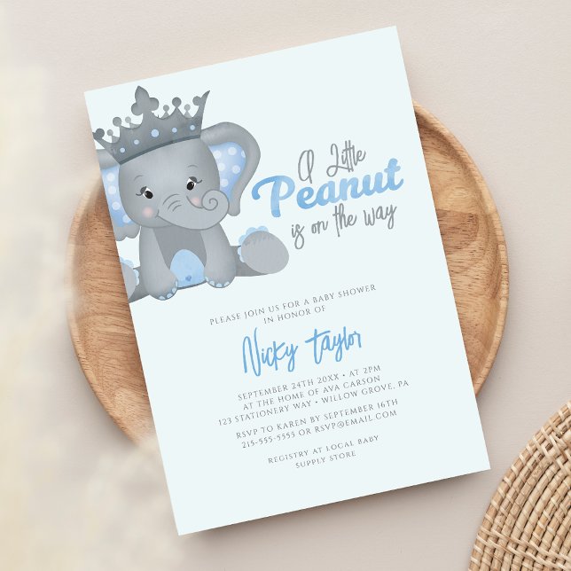 Invitación Un poco de cacahuate cute elefante Baby Shower (Subido por el creador)