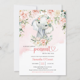 Invitación Un poco de cacahuete bebé elefante ruborizando oro