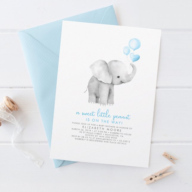 Invitación Un poco de cacahuete dulce bebé elefante Baby Show (Subido por el creador)
