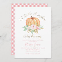 Un poco de calabaza Baby Shower florido y rosa gra