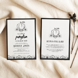 Invitación Un poco de calabaza Baby Shower Skulls & Flowers