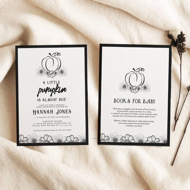 Invitación Un poco de calabaza Baby Shower Skulls & Flowers (Subido por el creador)