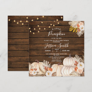 Invitación Un poco de calabaza Boho Baby Shower Wood