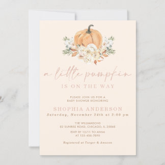 Invitación Un poco de calabaza cae Baby Shower Chica rosado