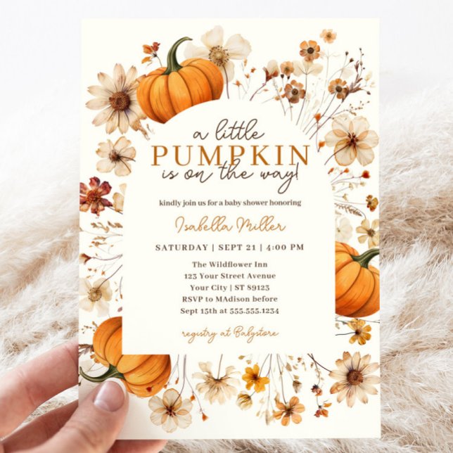 Invitación Un poco de calabaza cae el género neutro de Baby S (Subido por el creador)