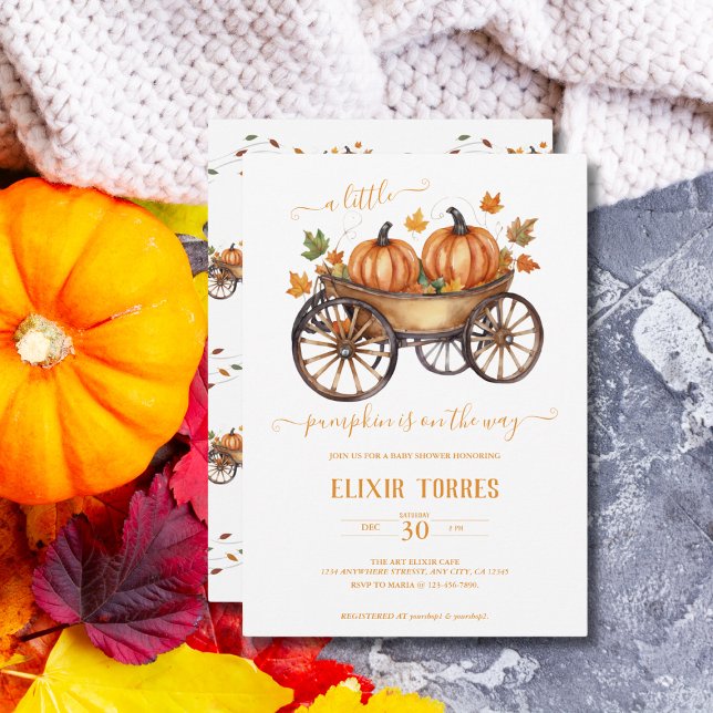 Invitación Un poco de calabaza cae el género neutro de Baby S (Subido por el creador)