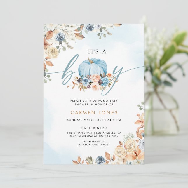 Invitación Un poco de calabaza cae el género neutro de Baby S (Anverso de pie)