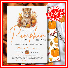 Invitación Un poco de calabaza cae en otoño LION CUB Baby Sho