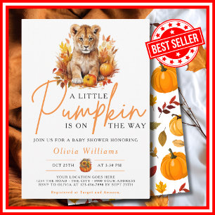 Invitación Un poco de calabaza cae en otoño LION CUB Baby Sho