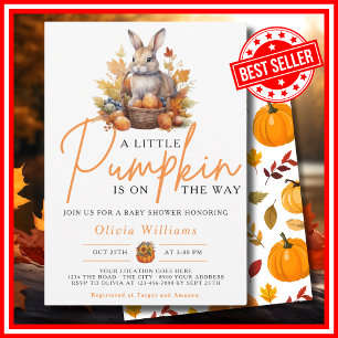 Invitación Un poco de calabaza caen en la Baby Shower RABBIT