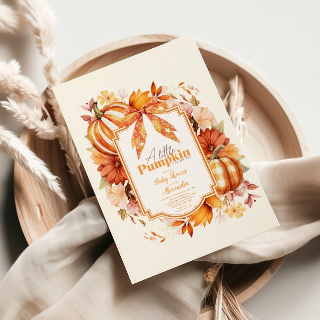Invitación Un poco de calabaza caída Baby Shower floral (Subido por el creador)