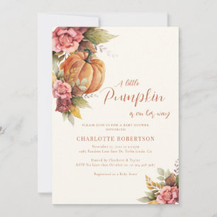 Invitación Un poco de calabaza caída Baby Shower floral