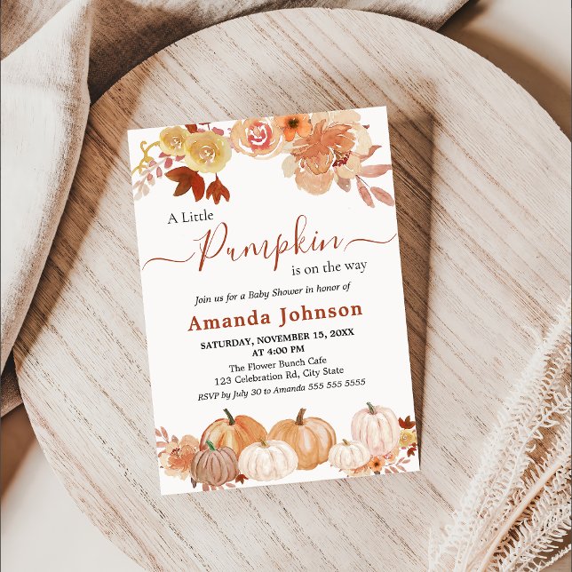 Invitación Un poco de calabaza floral otoño otoño caída Baby  (Subido por el creador)