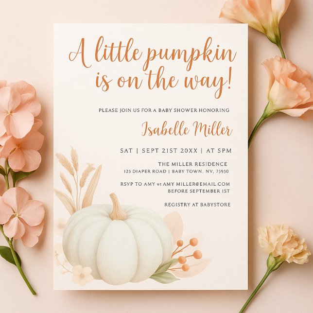 Invitación Un poco de calabaza género neutro caída Baby Showe (Subido por el creador)