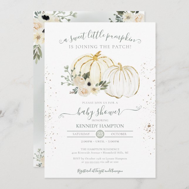 Invitación Un poco de calabaza género neutro caída Baby Showe (Anverso / Reverso)