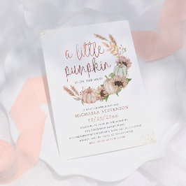 Invitación Un poco de calabaza Rosa Rústico lindo Baby Shower